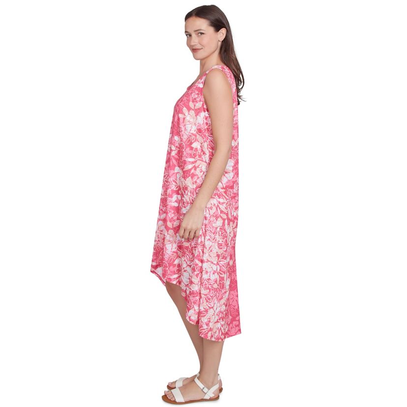 Colorblock Ombre Floral High Low Dress