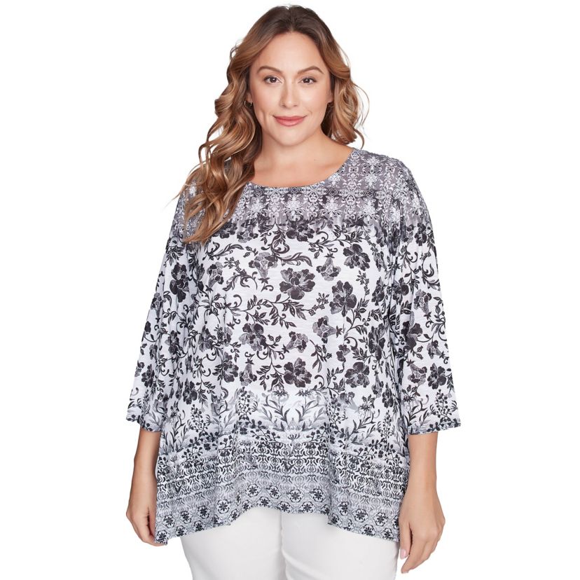 Floral Ombre Border Sublimation Knit Top