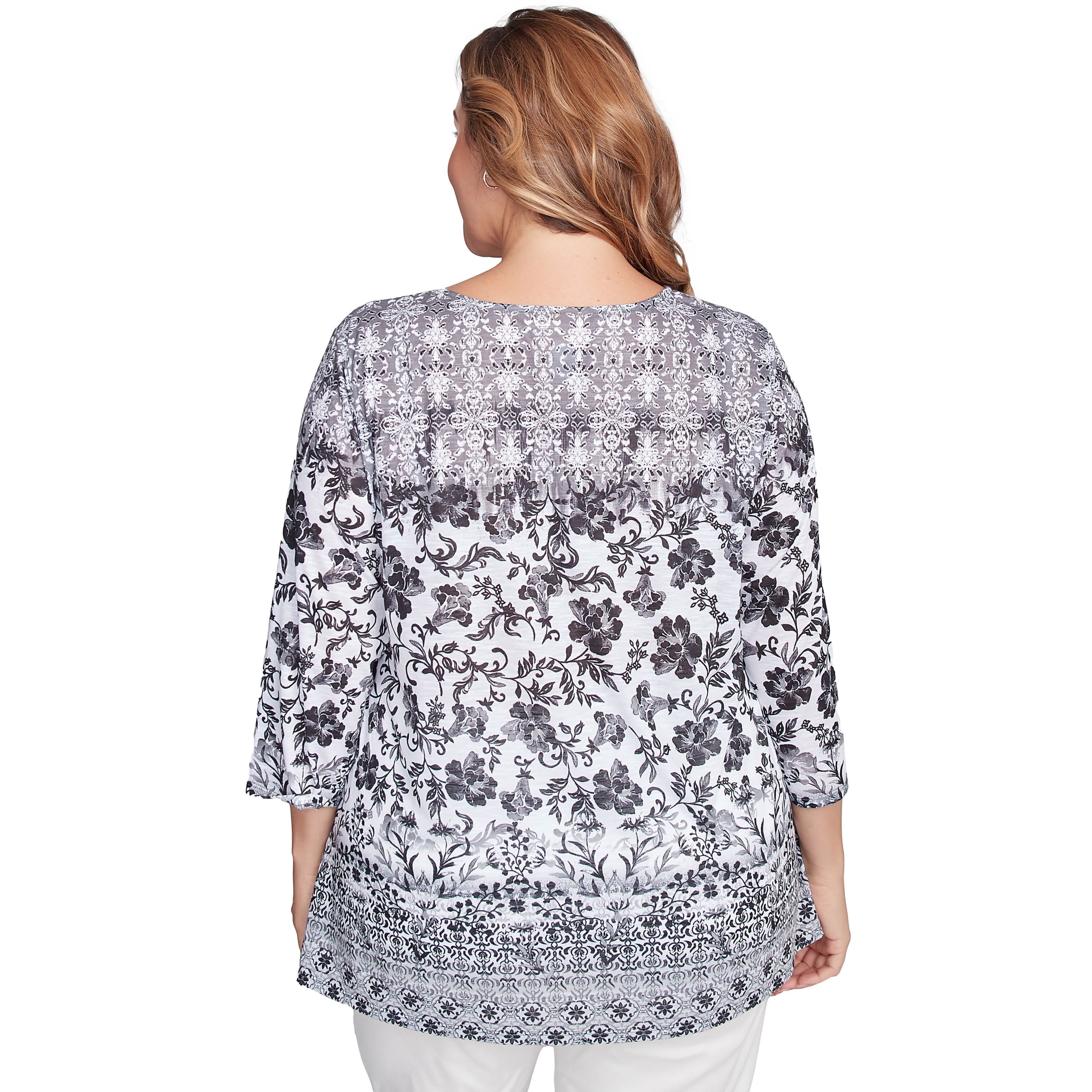 Floral Ombre Border Sublimation Knit Top
