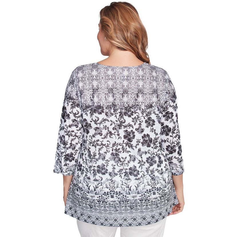 Floral Ombre Border Sublimation Knit Top