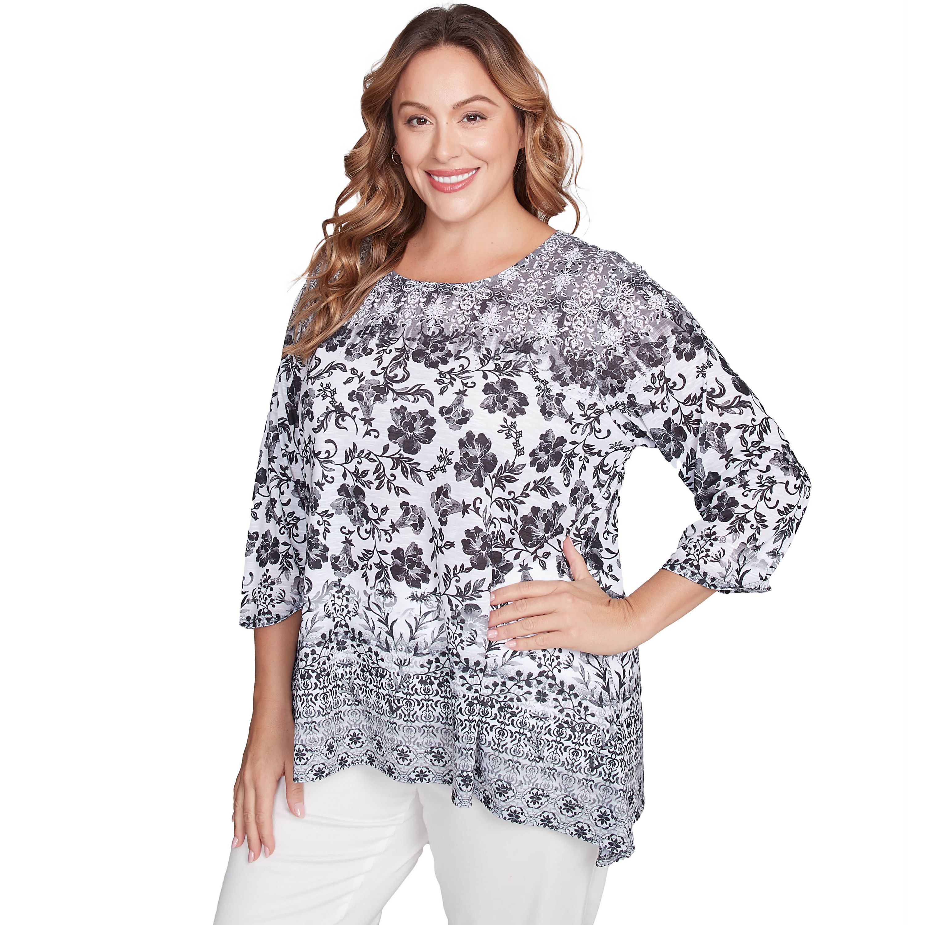 Floral Ombre Border Sublimation Knit Top