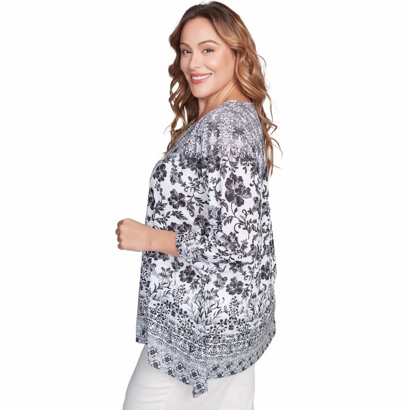 Floral Ombre Border Sublimation Knit Top