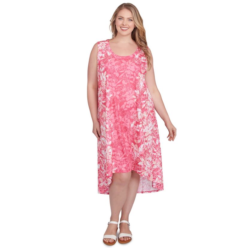 Colorblock Ombre Floral High Low Dress