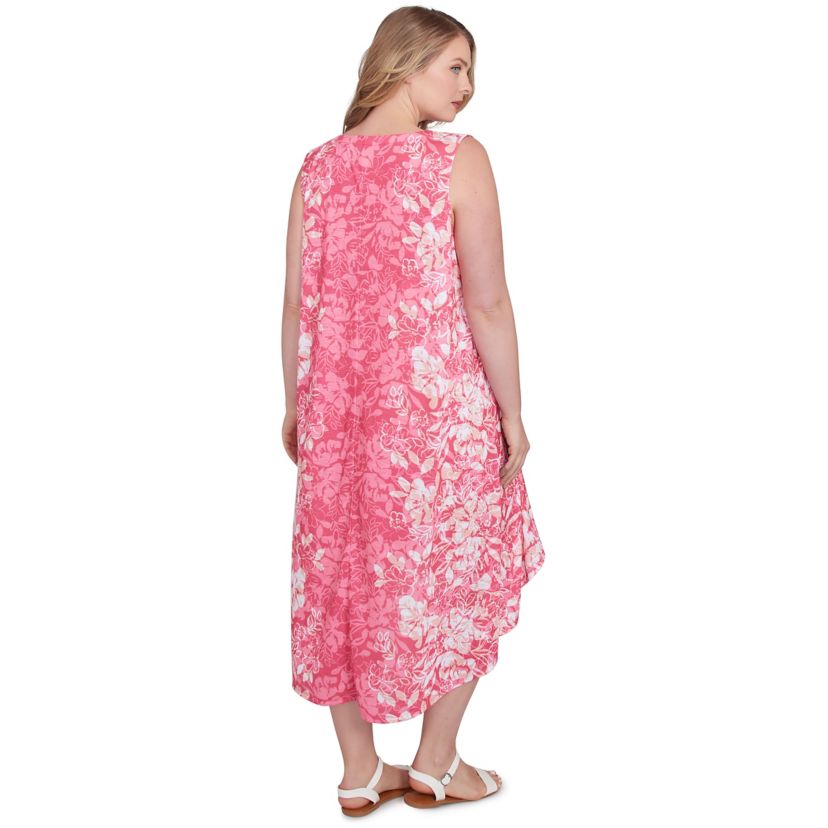 Colorblock Ombre Floral High Low Dress