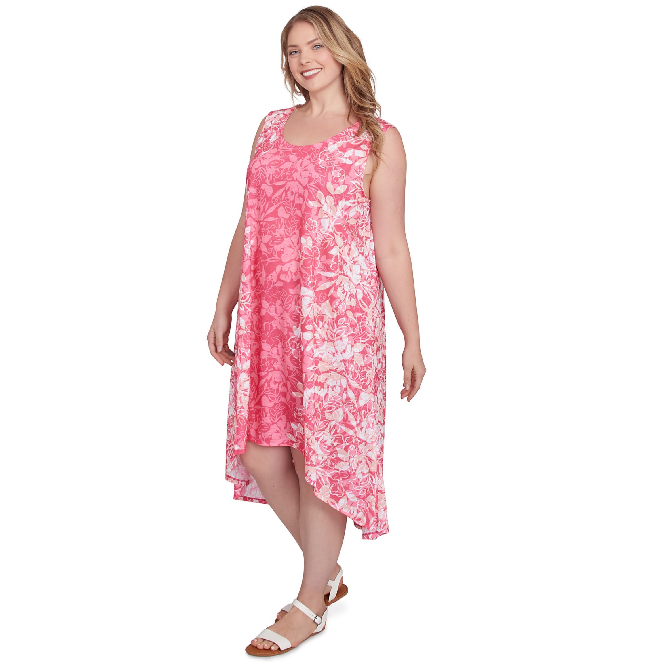 Colorblock Ombre Floral High Low Dress