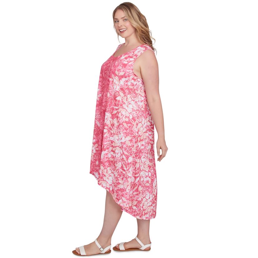 Colorblock Ombre Floral High Low Dress