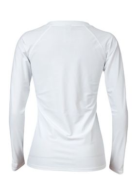 Ladies White Zip Front LS Rash Top