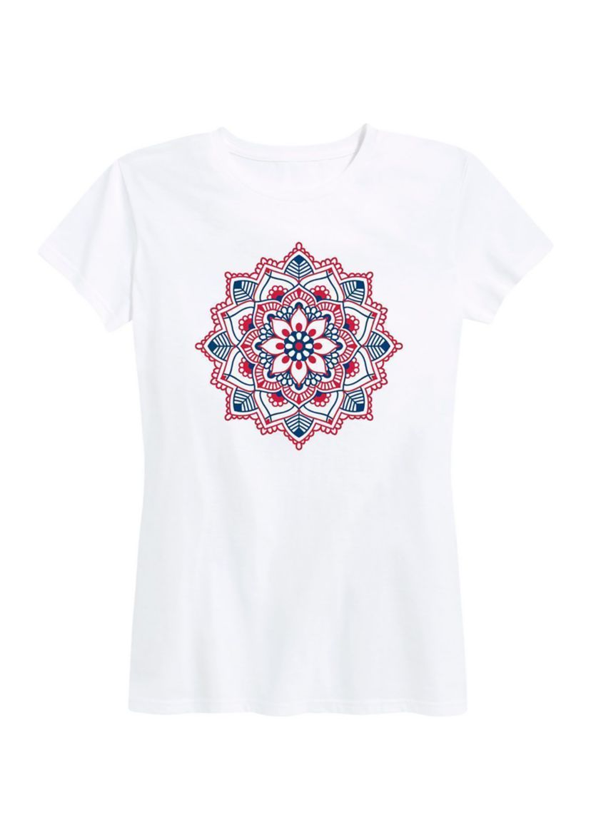 Red White Blue Mandala Graphic TShirt