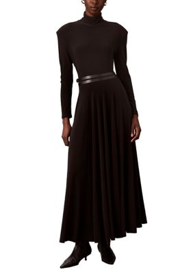 Calvin Klein Women's Belted Long Sleeve Turtleneck Midi Dress