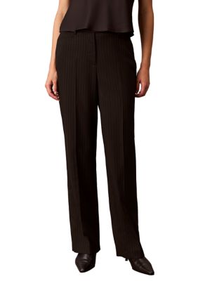 Calvin Klein Women's Pinstripe High Rise Extend Tab Trouser