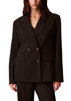 Calvin Klein Women's Pinstripe Double Breasted Jacket, 6