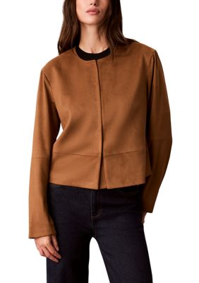 Calvin Klein Women's Soft Vegan Suede Seamed Jacket