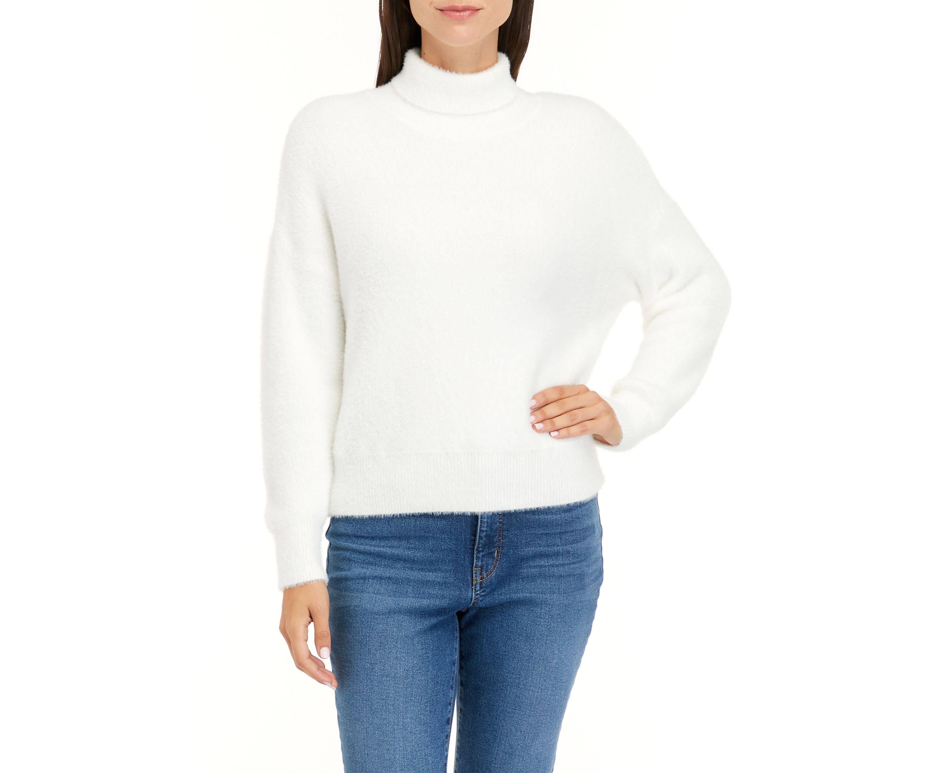 Womens Long Sleeve Mink Yarn Turtleneck Sweater