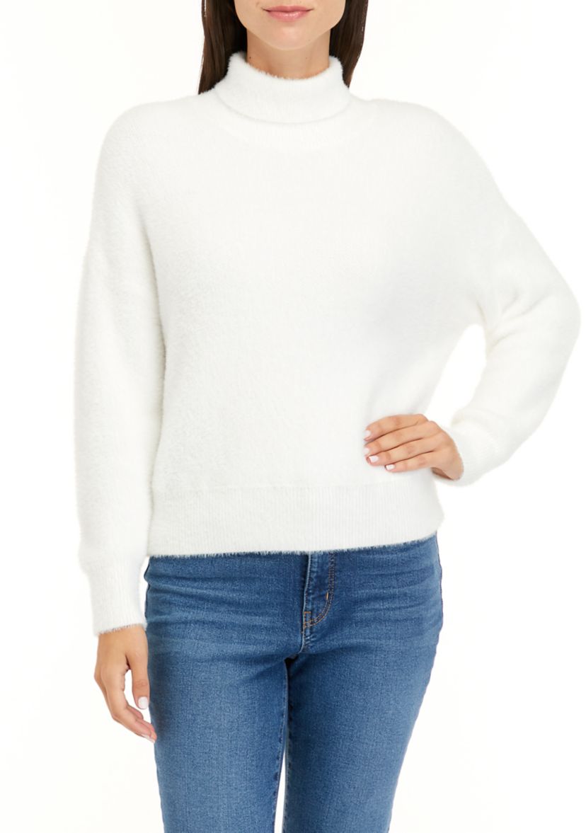 Womens Long Sleeve Mink Yarn Turtleneck Sweater