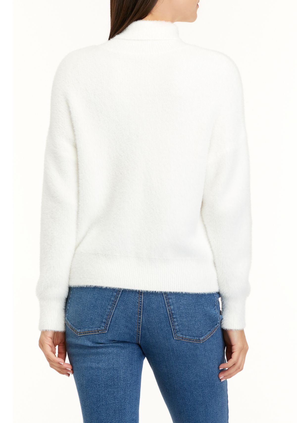 Womens Long Sleeve Mink Yarn Turtleneck Sweater