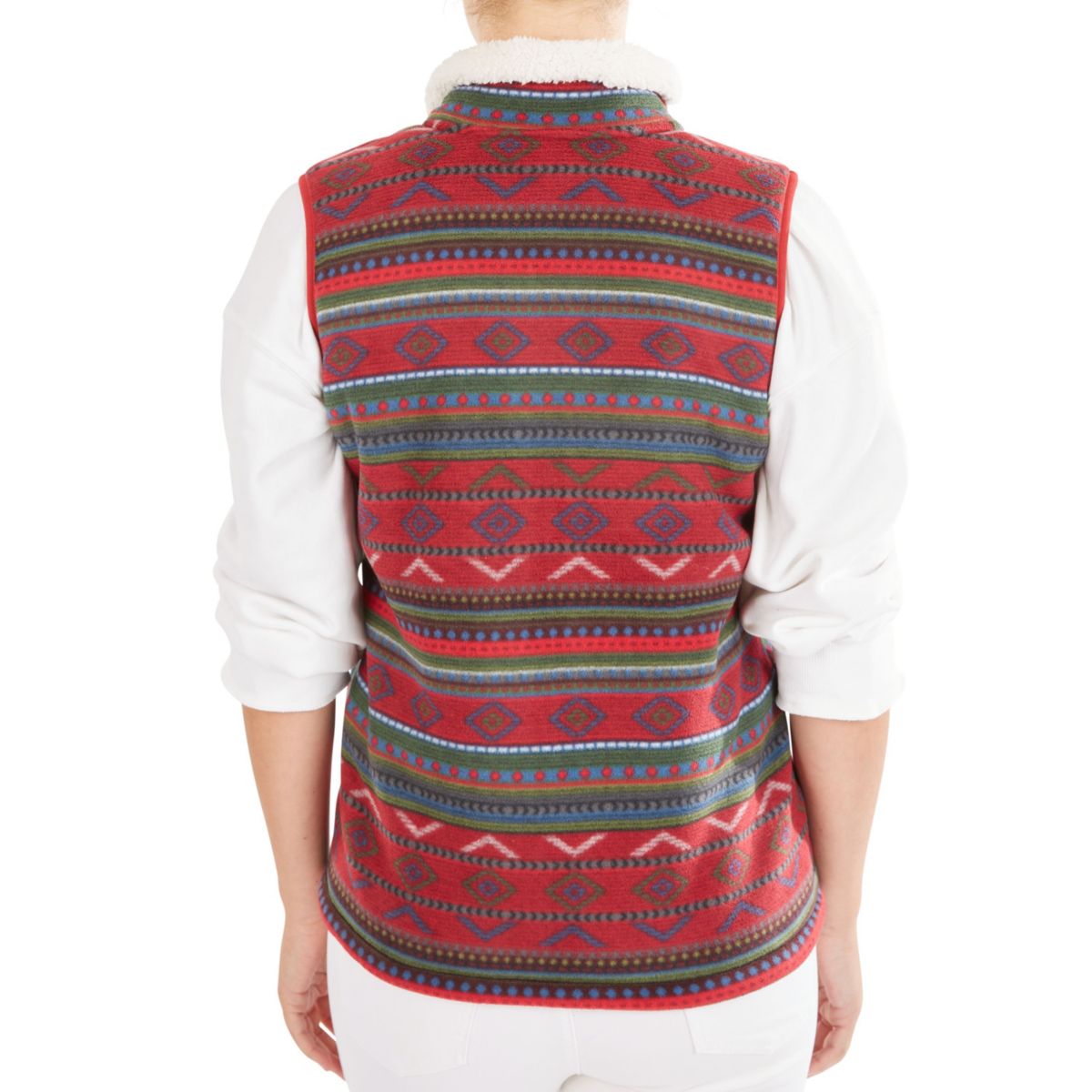 Butter-Sherpa Lined Printed Fleece Zip Front Vest