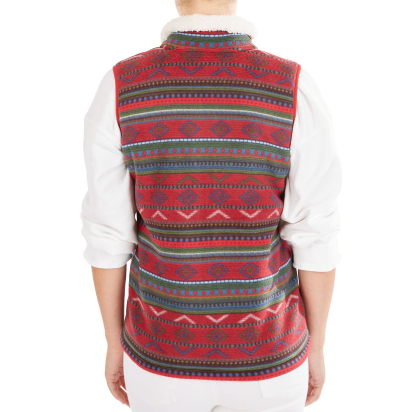 Butter-Sherpa Lined Printed Fleece Zip Front Vest