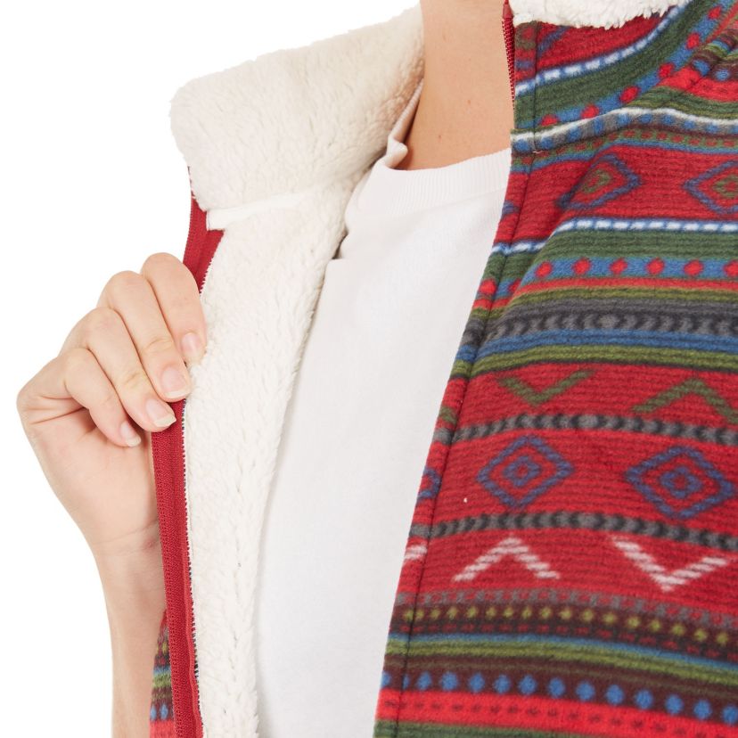 Butter-Sherpa Lined Printed Fleece Zip Front Vest