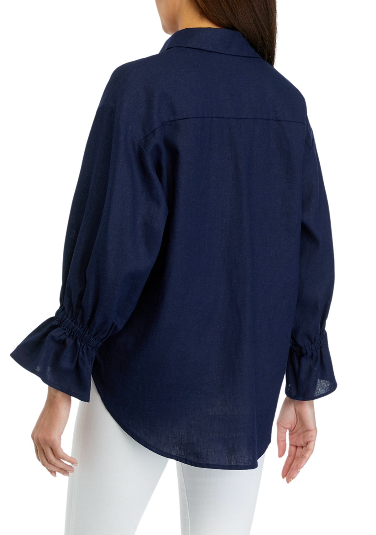 Womens Button Front Bell Sleeve Top 
