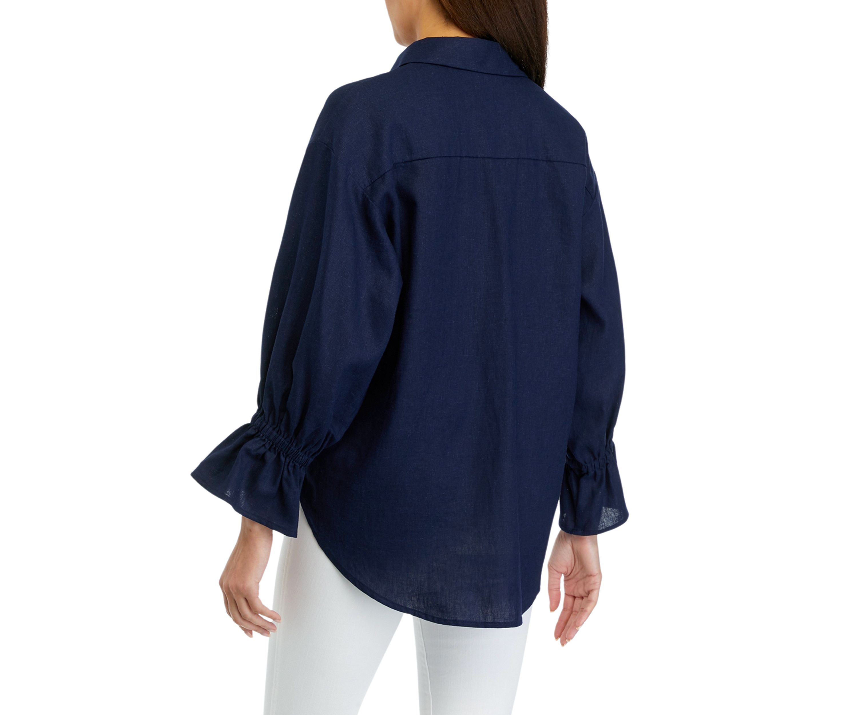 Womens Button Front Bell Sleeve Top 