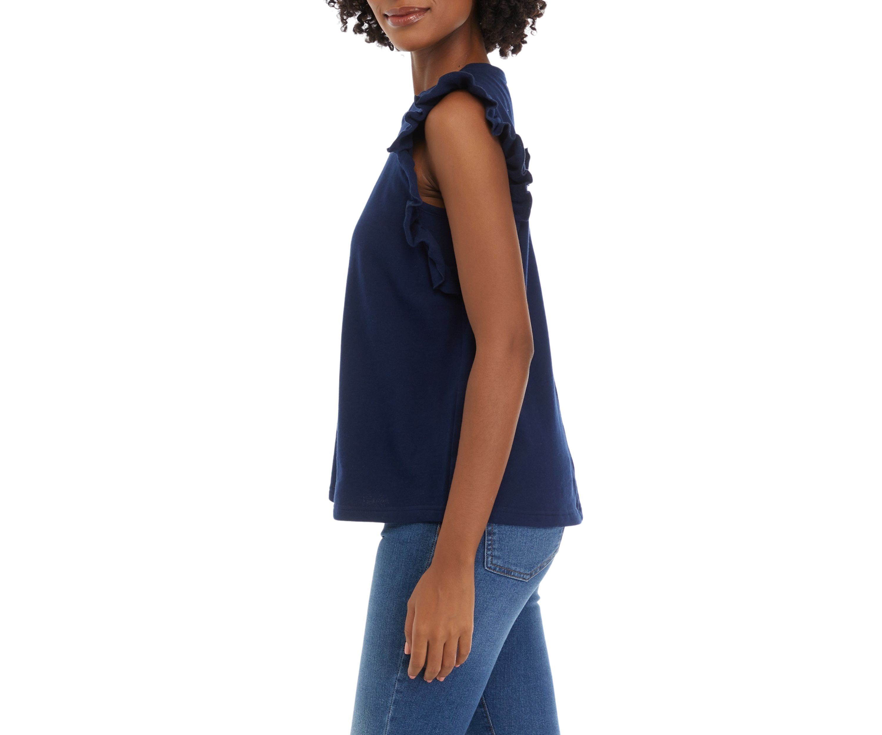 Womens Solid Flutter Sleeve Top