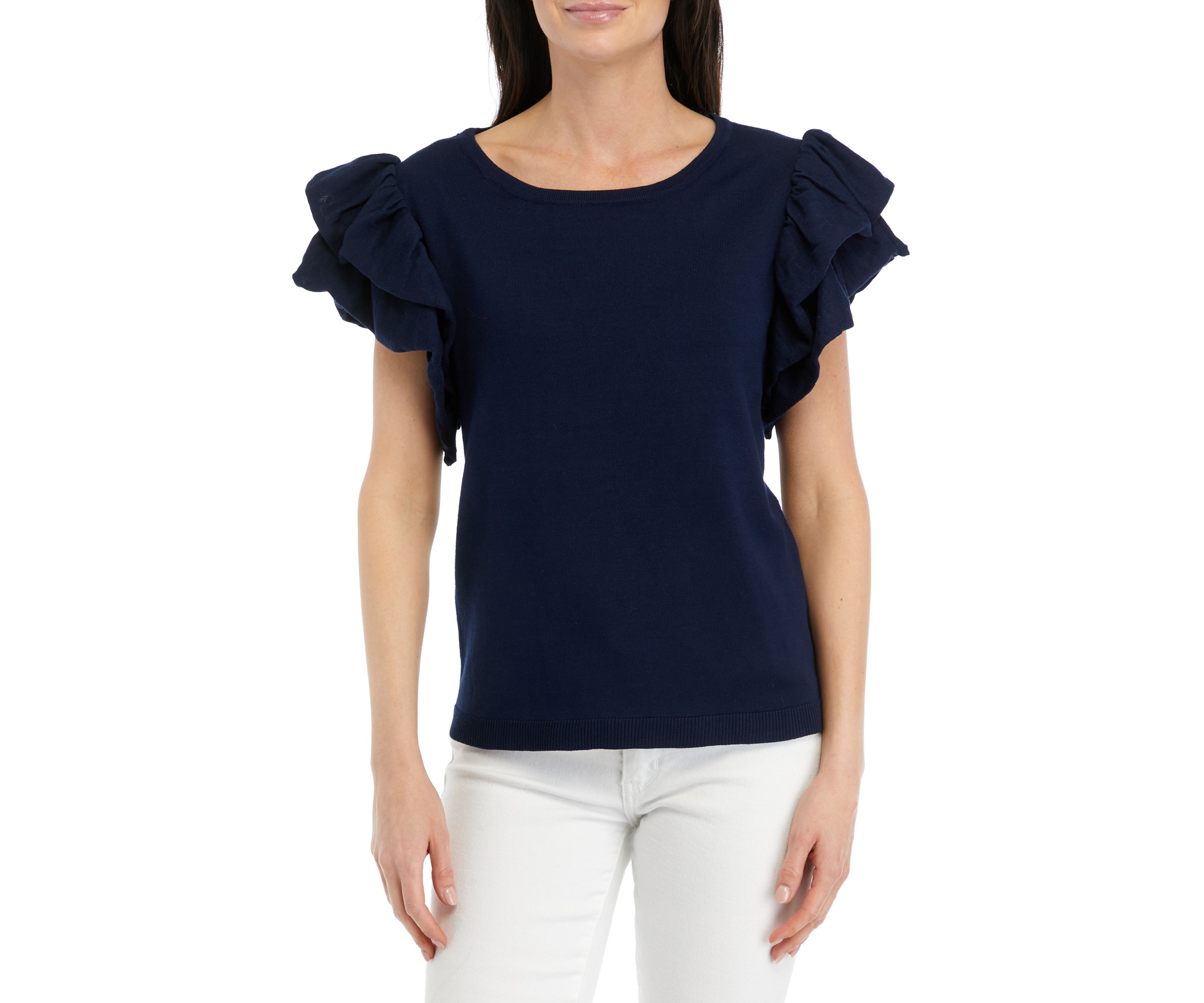 Womens Ruffled Knit Top
