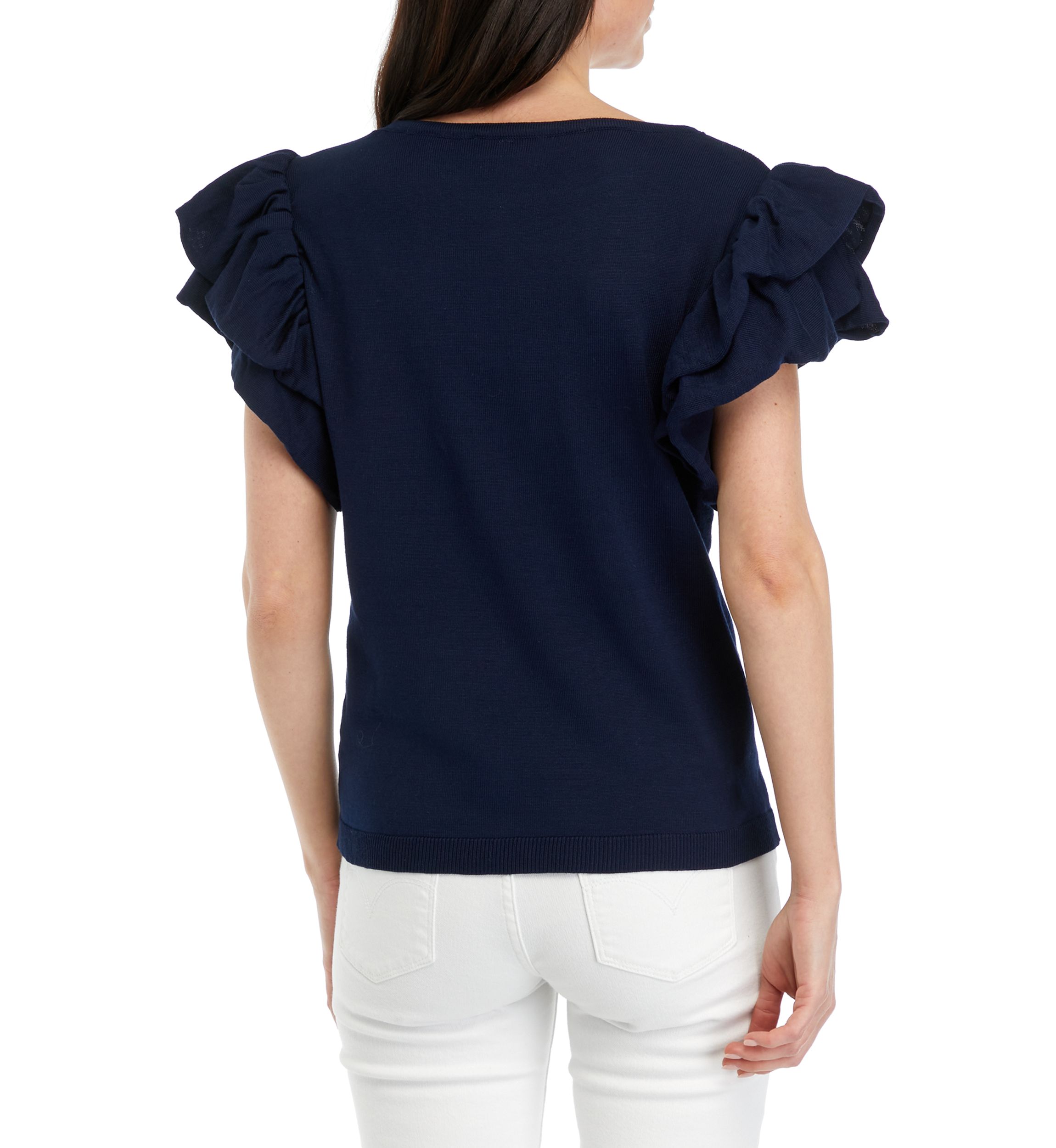 Womens Ruffled Knit Top