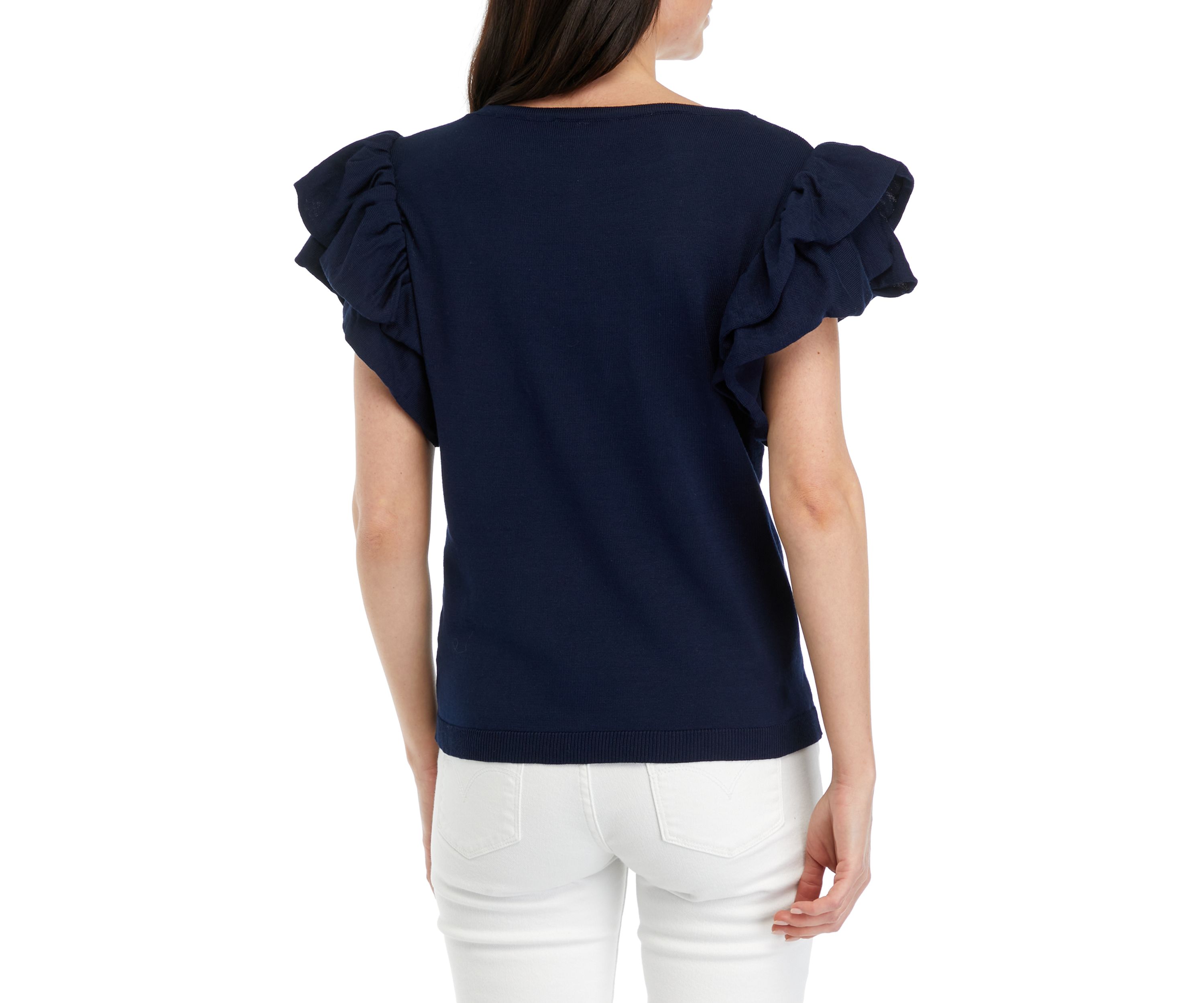 Womens Ruffled Knit Top