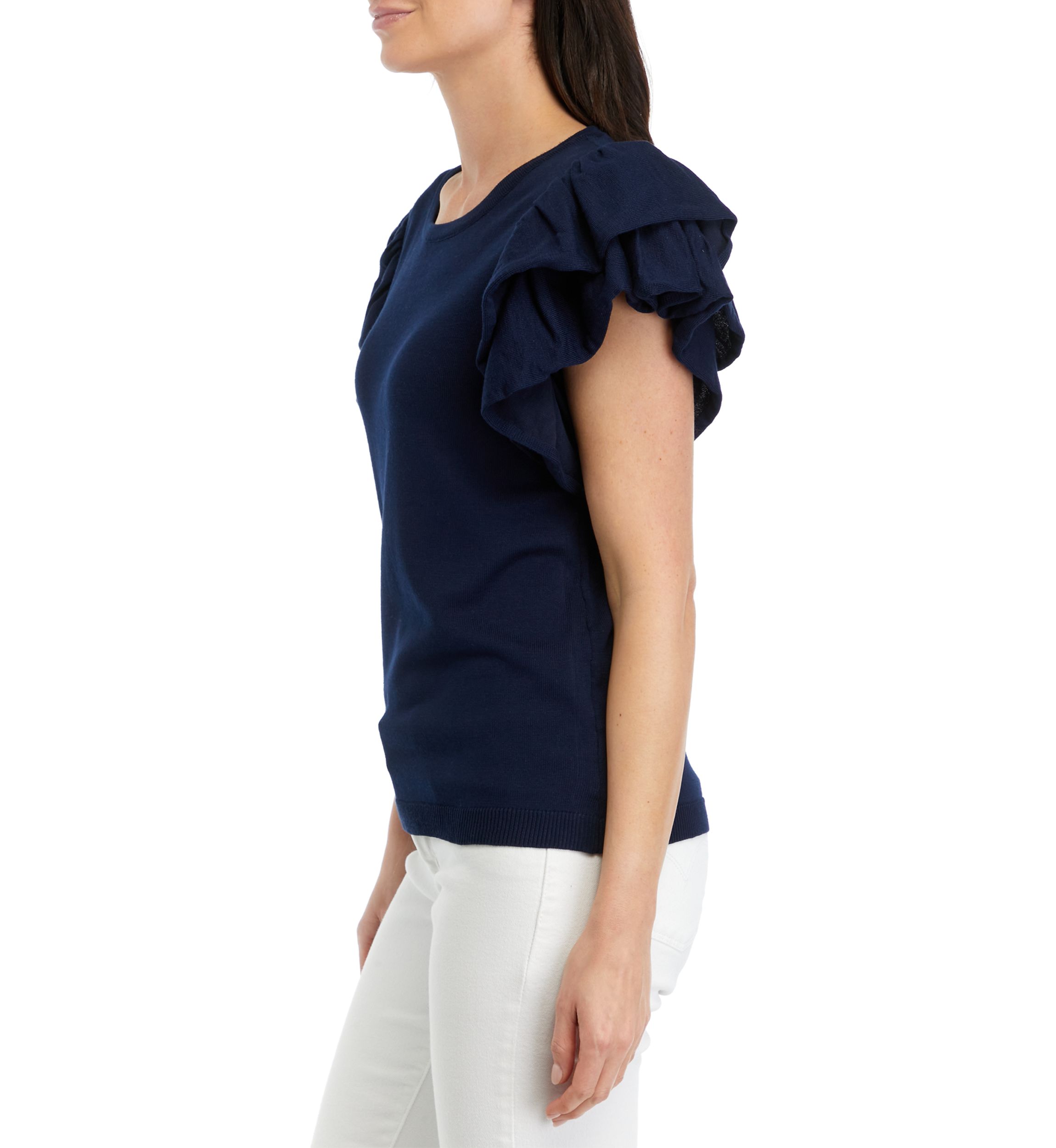 Womens Ruffled Knit Top