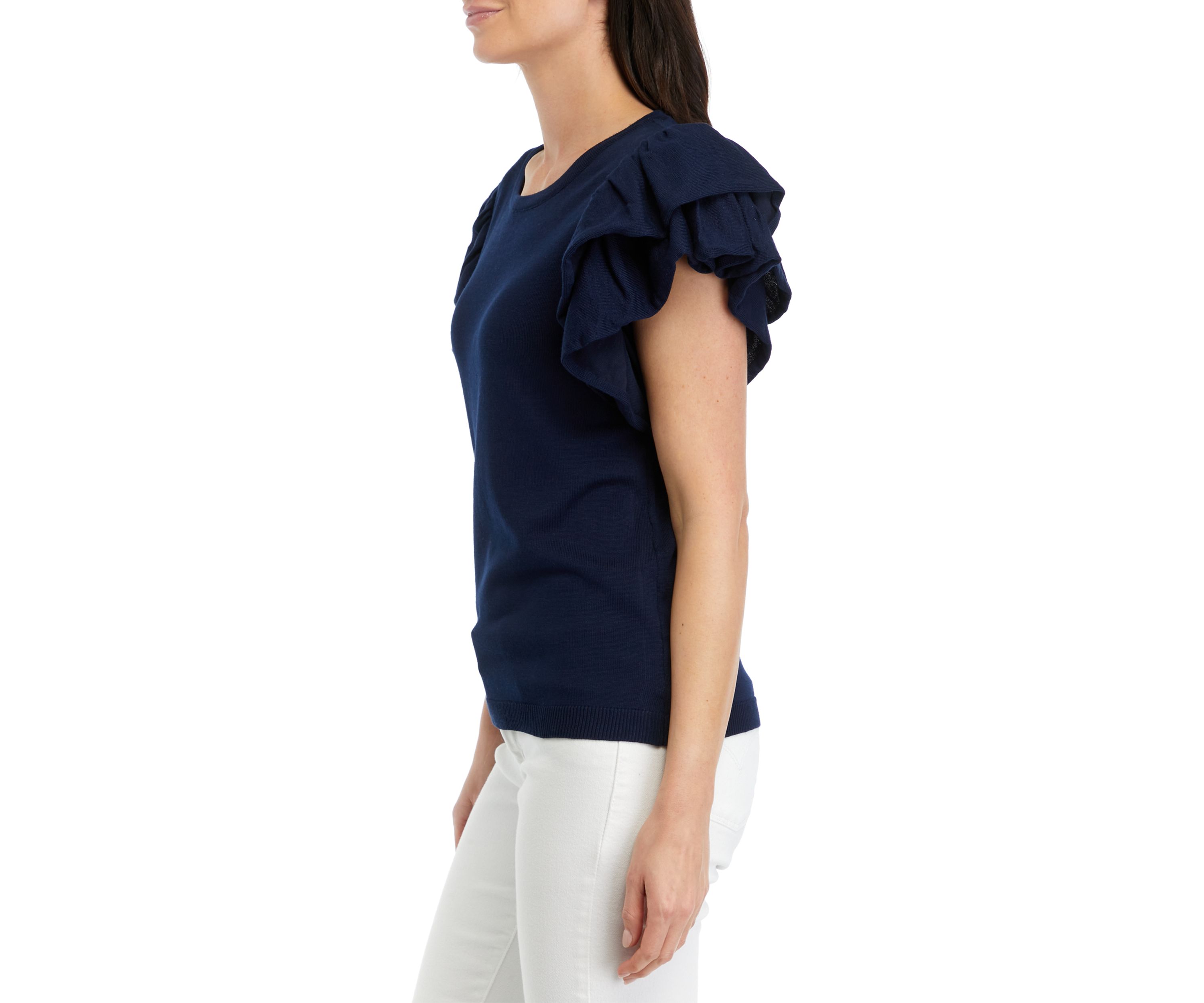 Womens Ruffled Knit Top