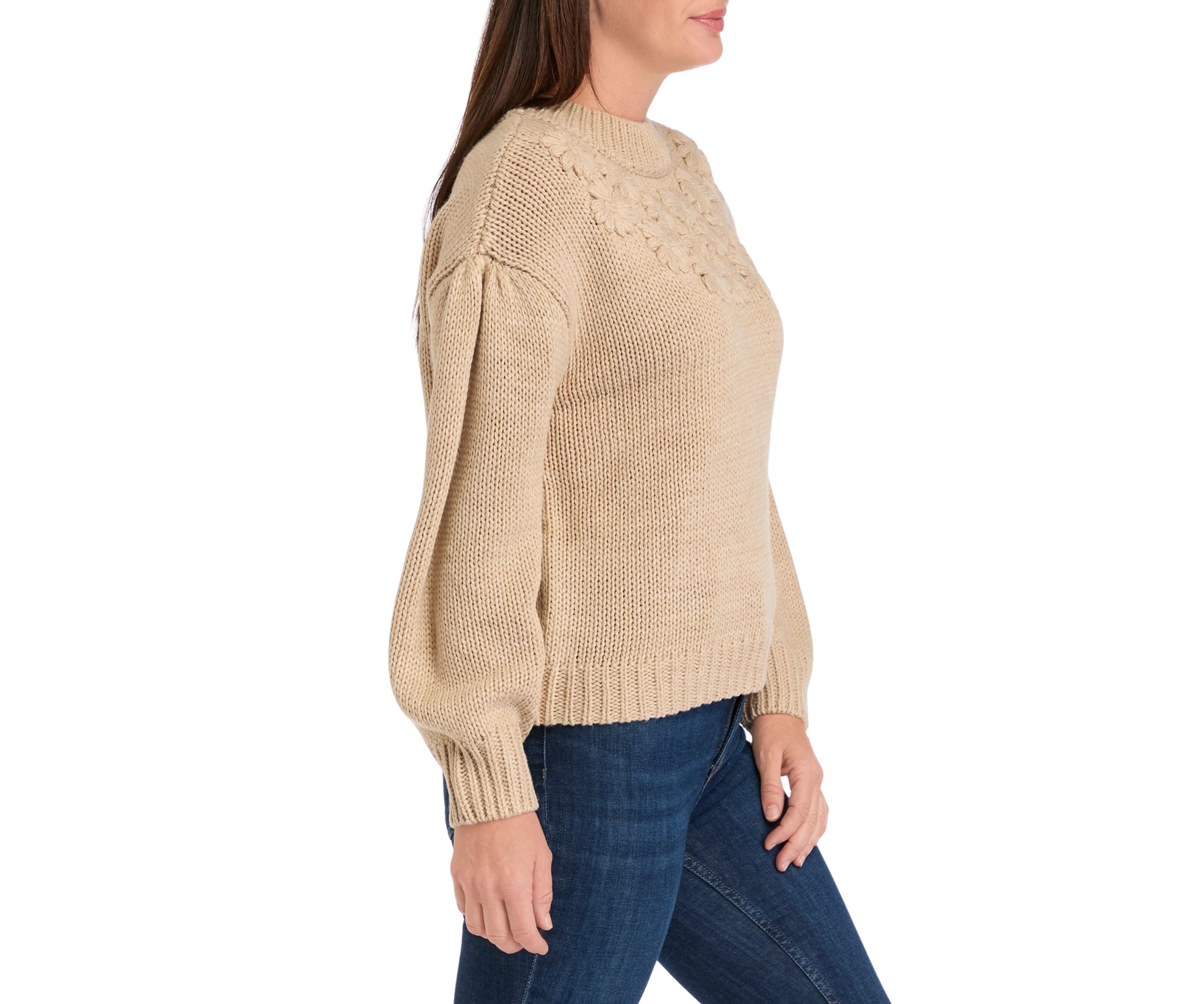 Womens Floral Appliqué Sweater