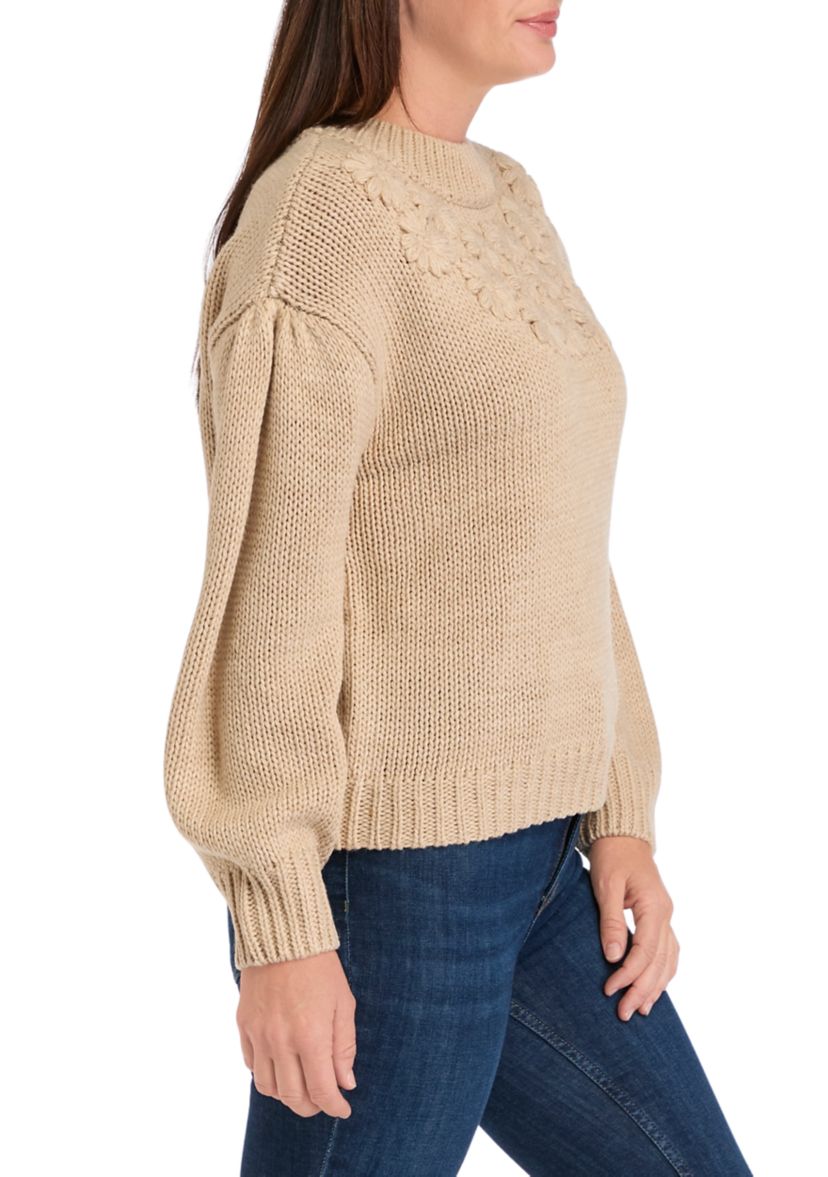 Womens Floral Appliqué Sweater