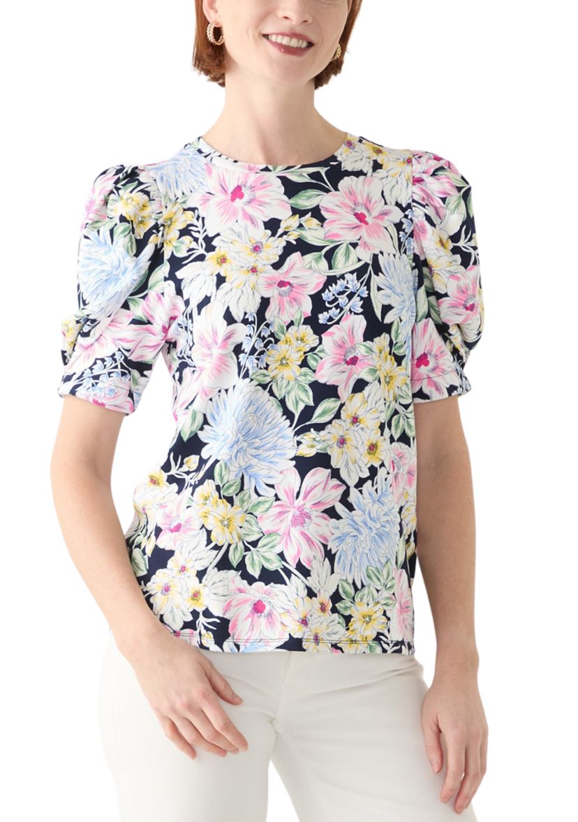 Womens Puff Sleeve Floral Top 