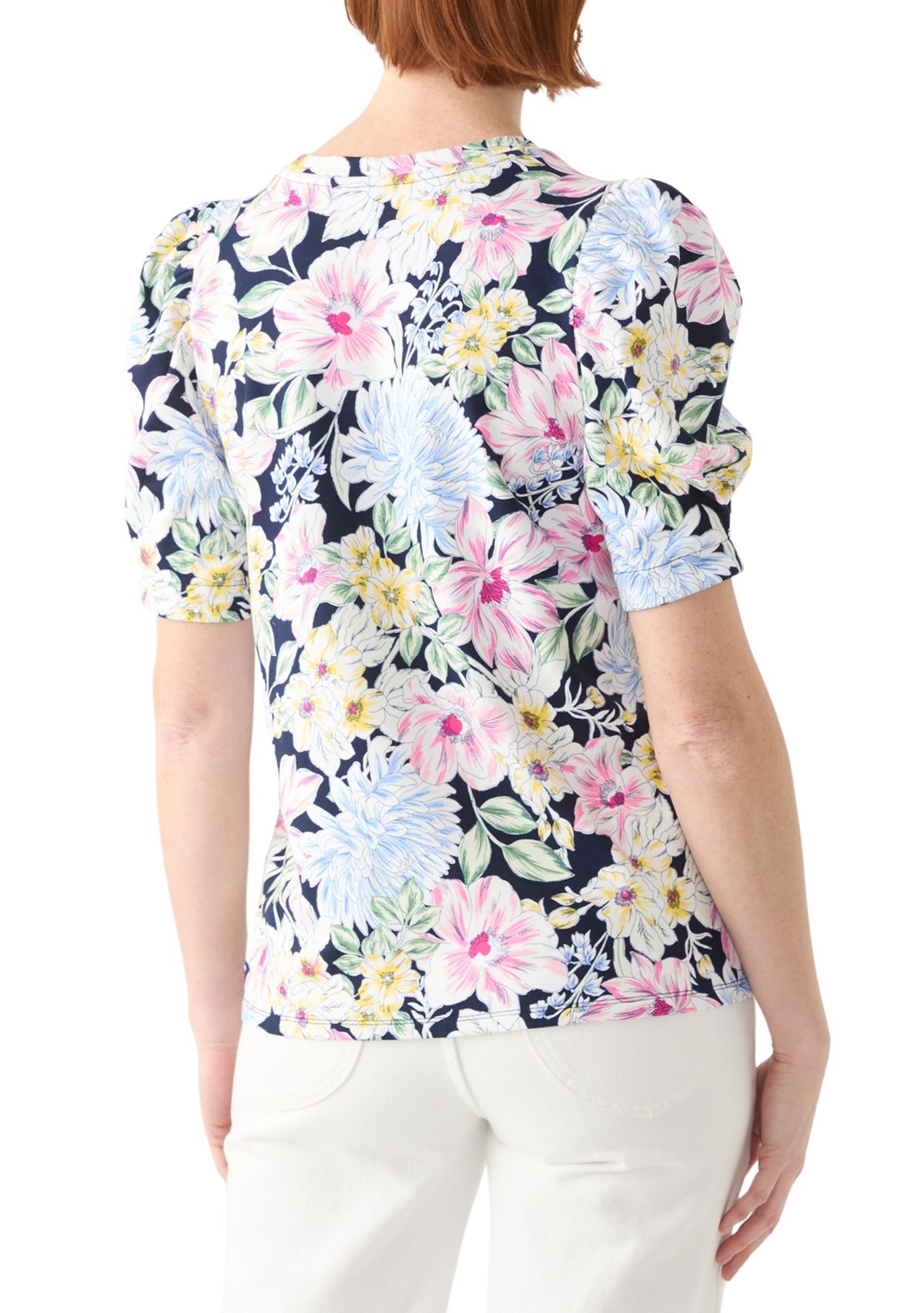 Womens Puff Sleeve Floral Top 