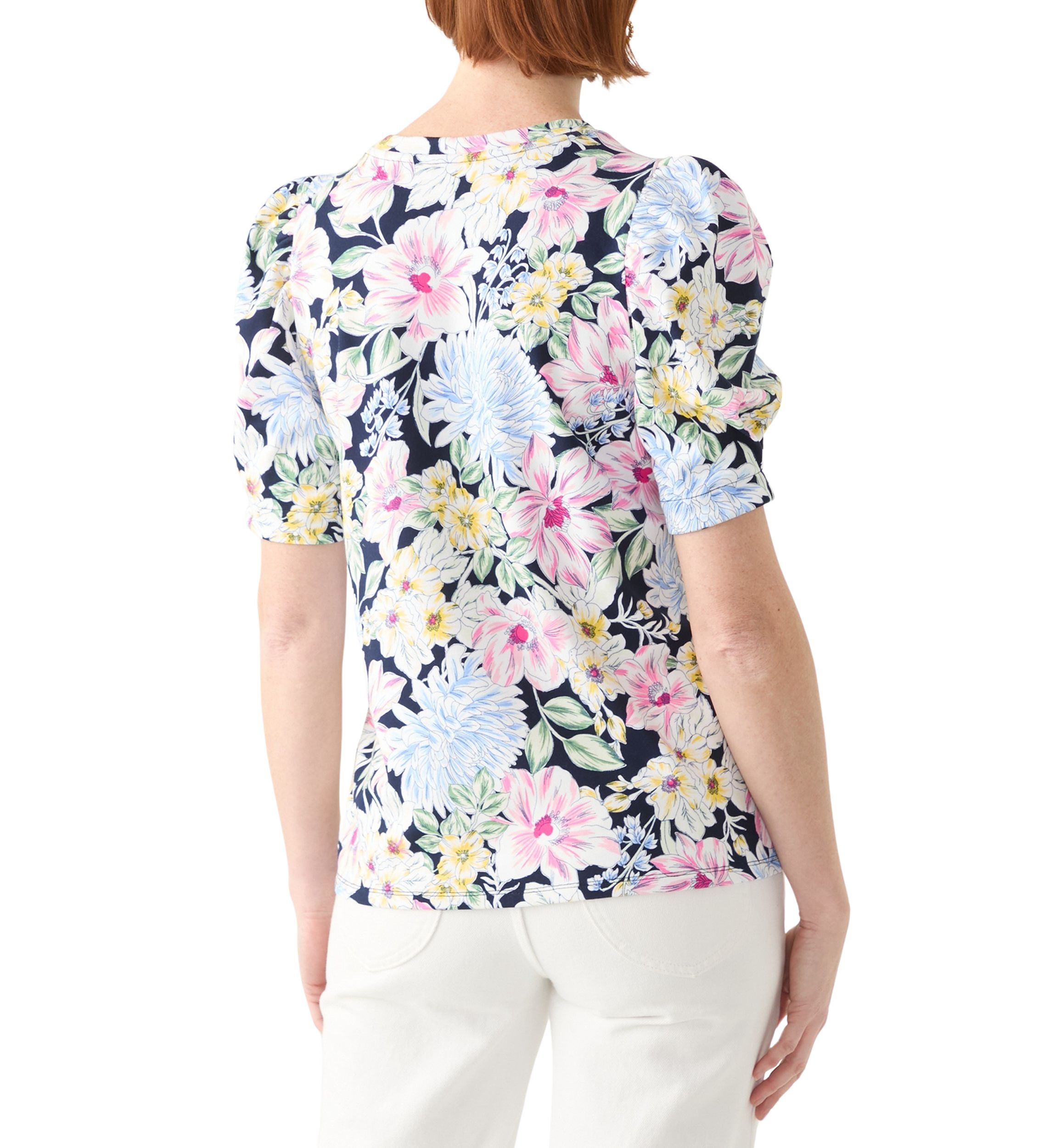 Womens Puff Sleeve Floral Top 