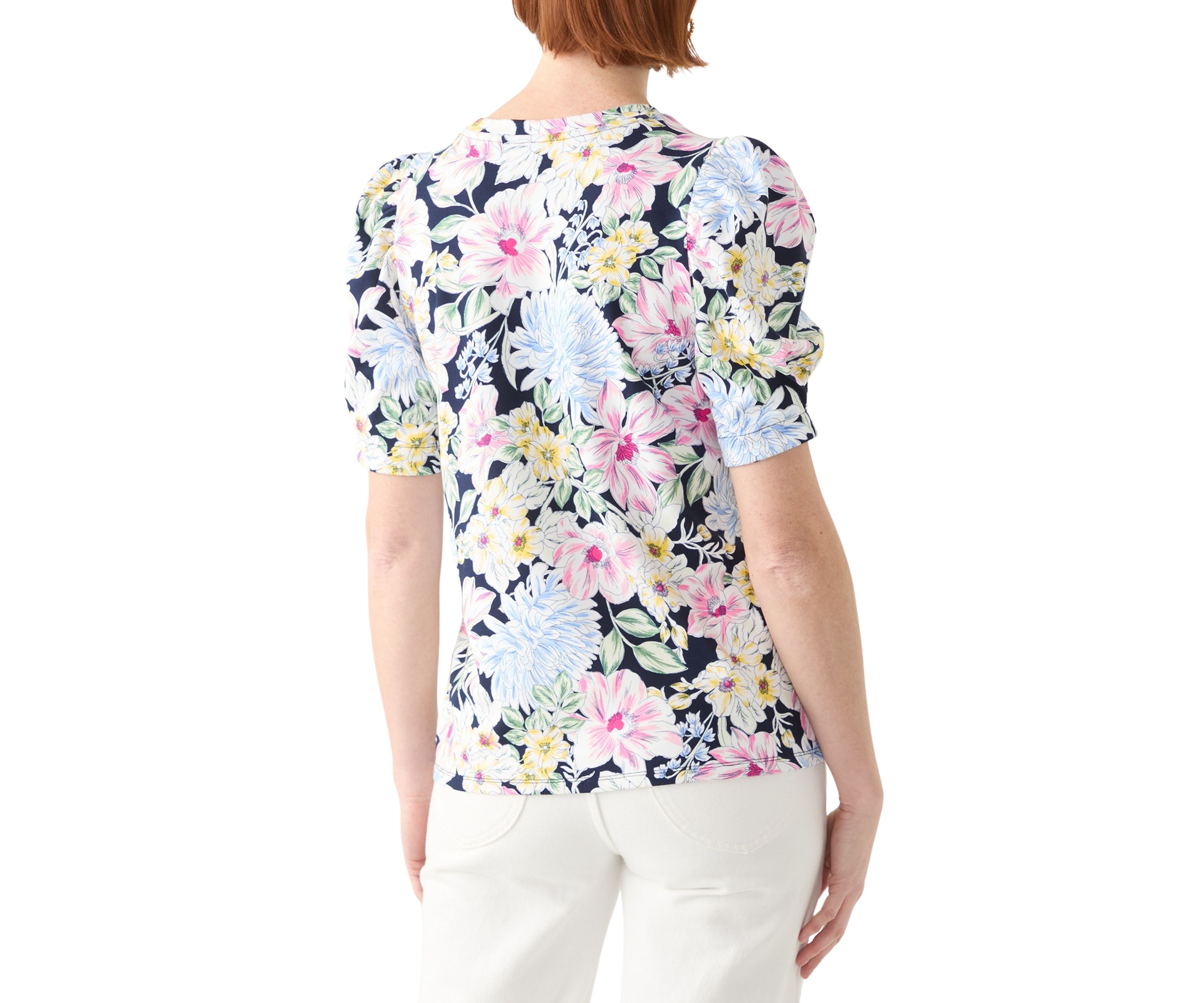 Womens Puff Sleeve Floral Top 