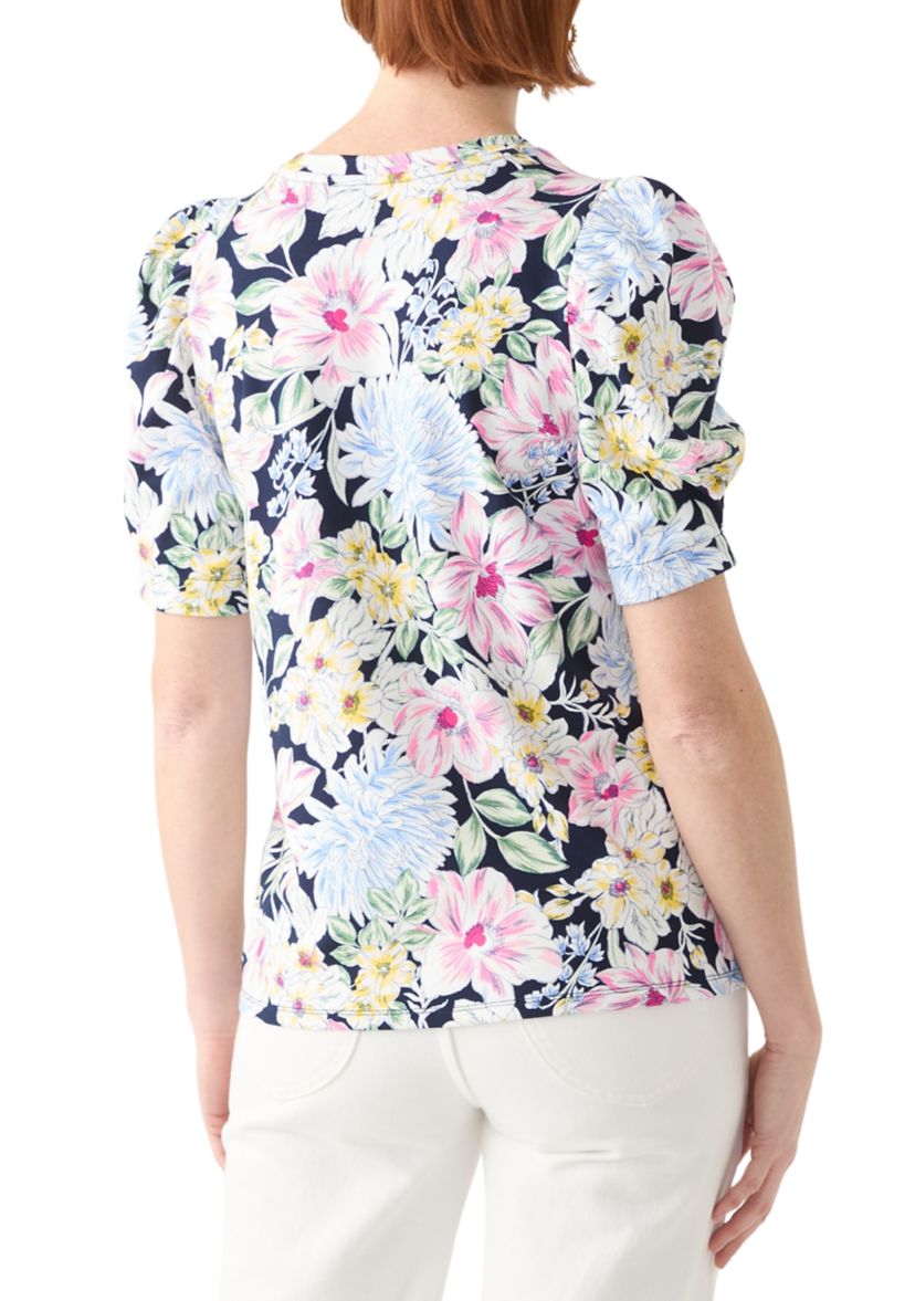 Womens Puff Sleeve Floral Top 