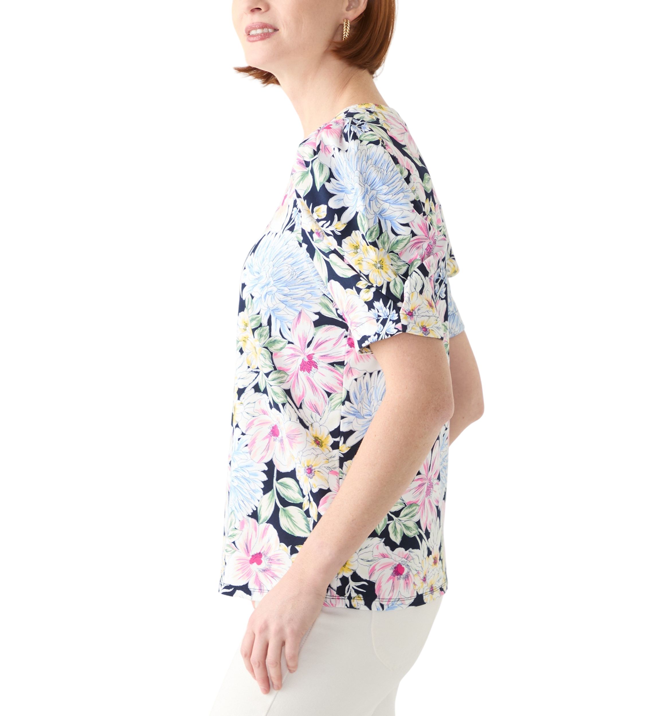 Womens Puff Sleeve Floral Top 