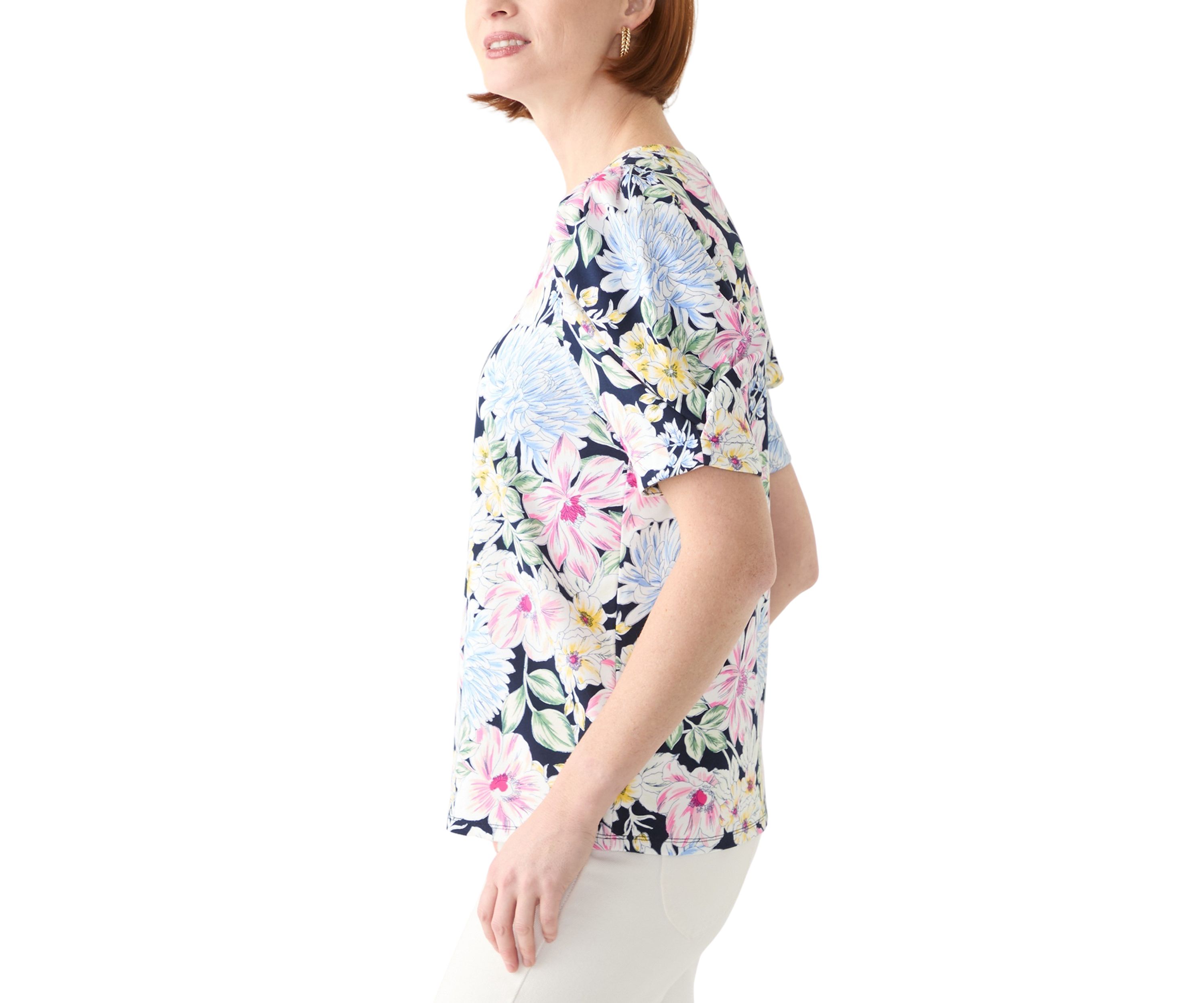 Womens Puff Sleeve Floral Top 