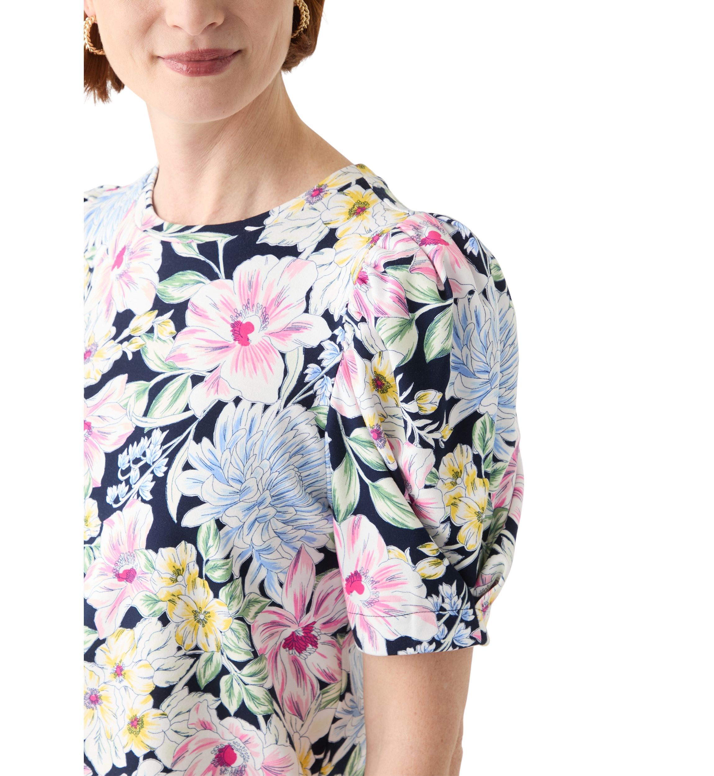 Womens Puff Sleeve Floral Top 