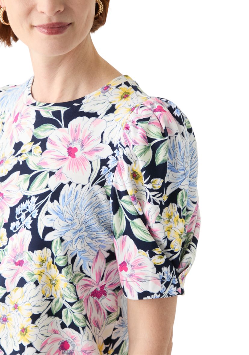 Womens Puff Sleeve Floral Top 
