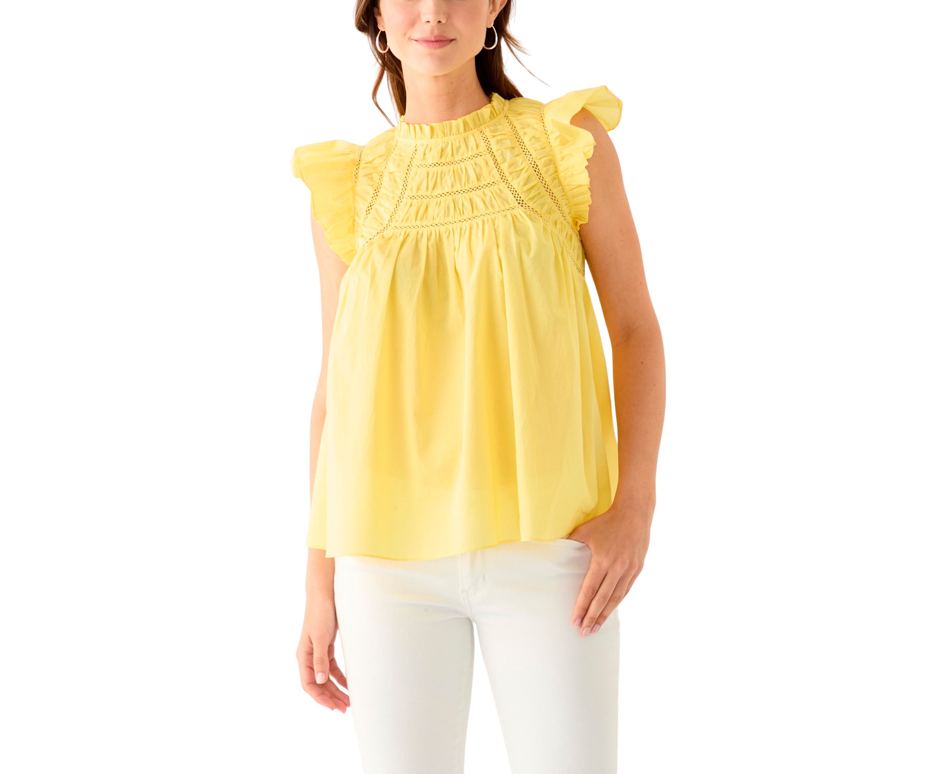 Womens Flutter Sleeve Voile Woven Top