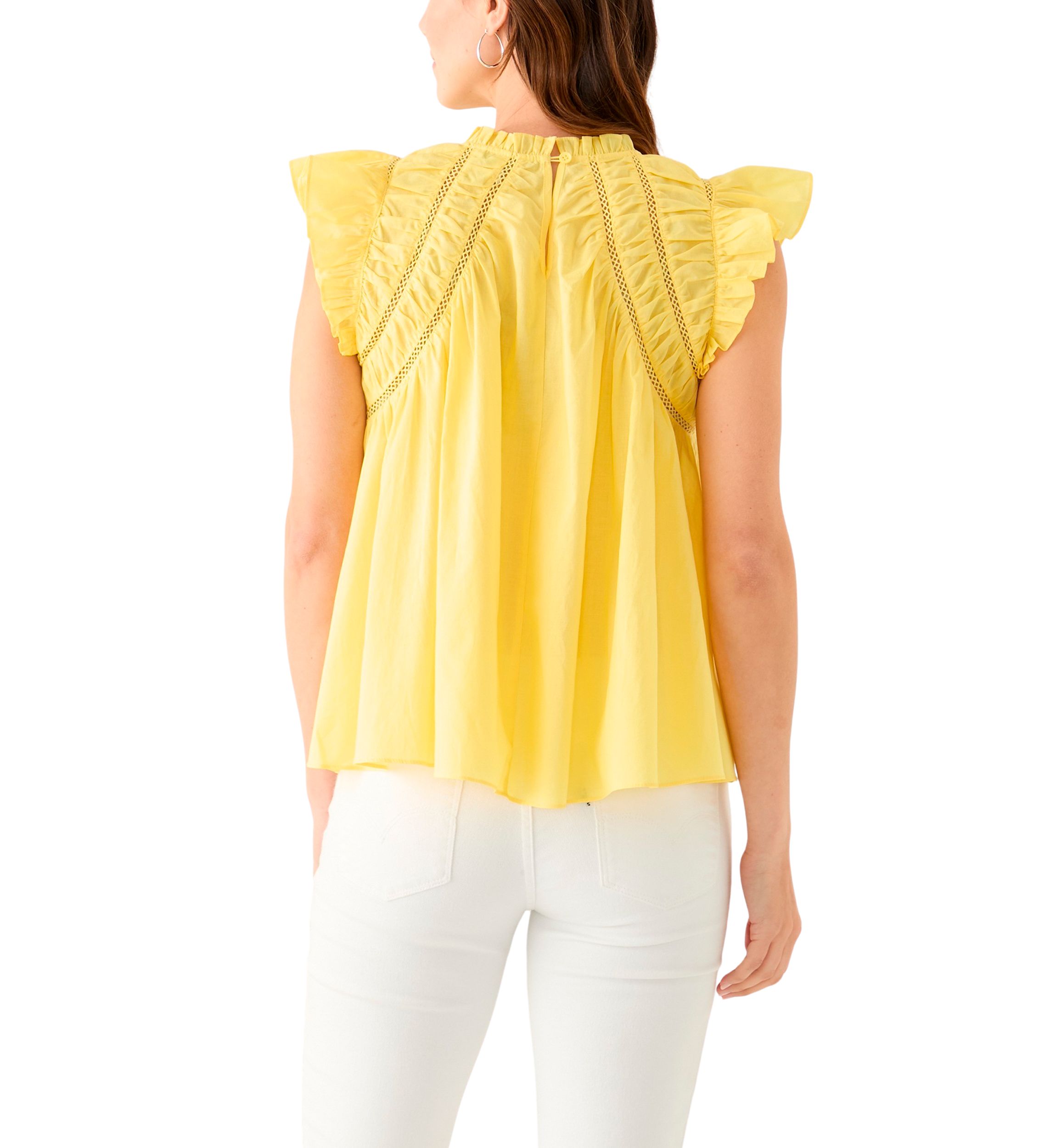 Womens Flutter Sleeve Voile Woven Top