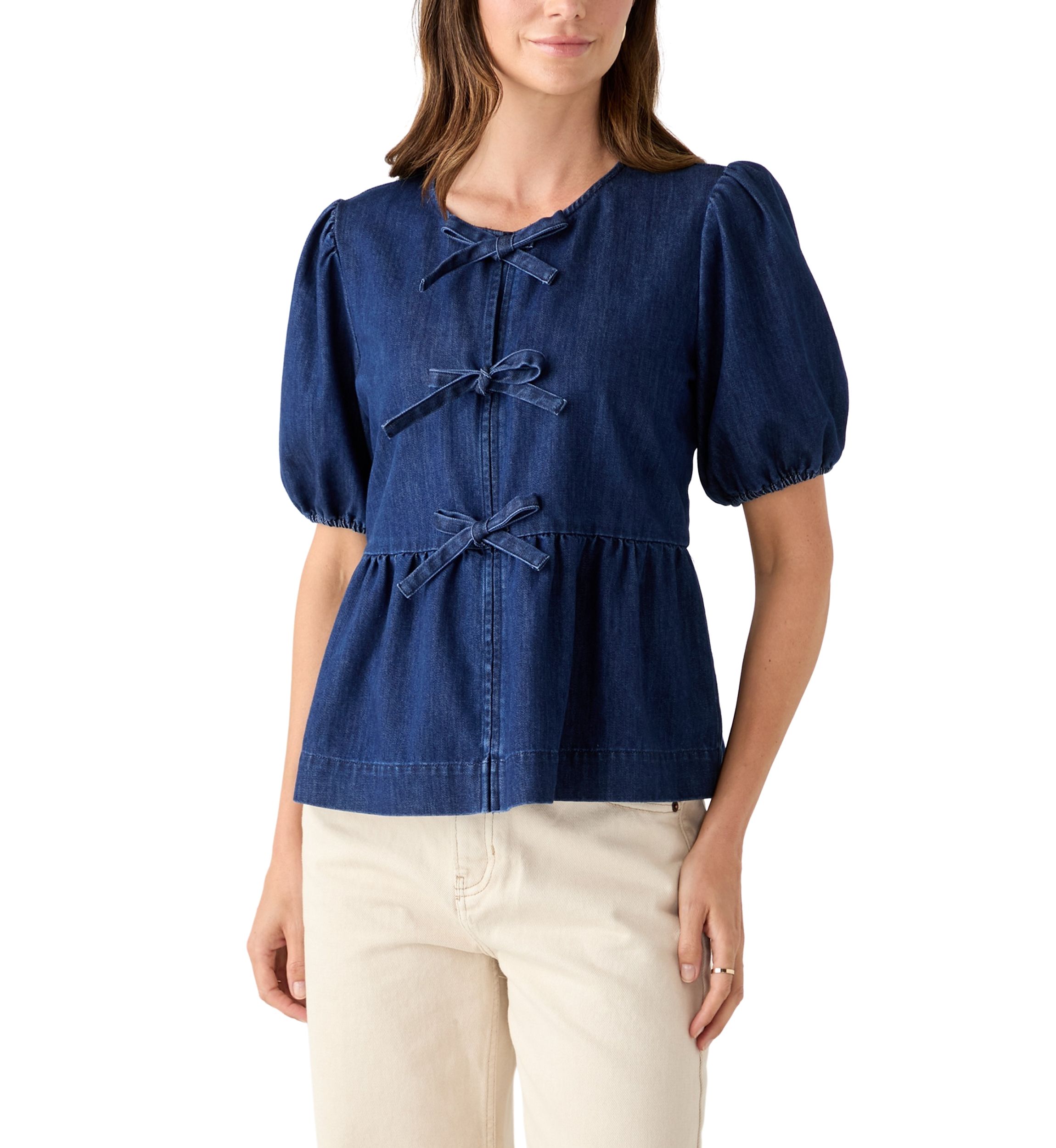 Womens Short Sleeve Bow Tie Top