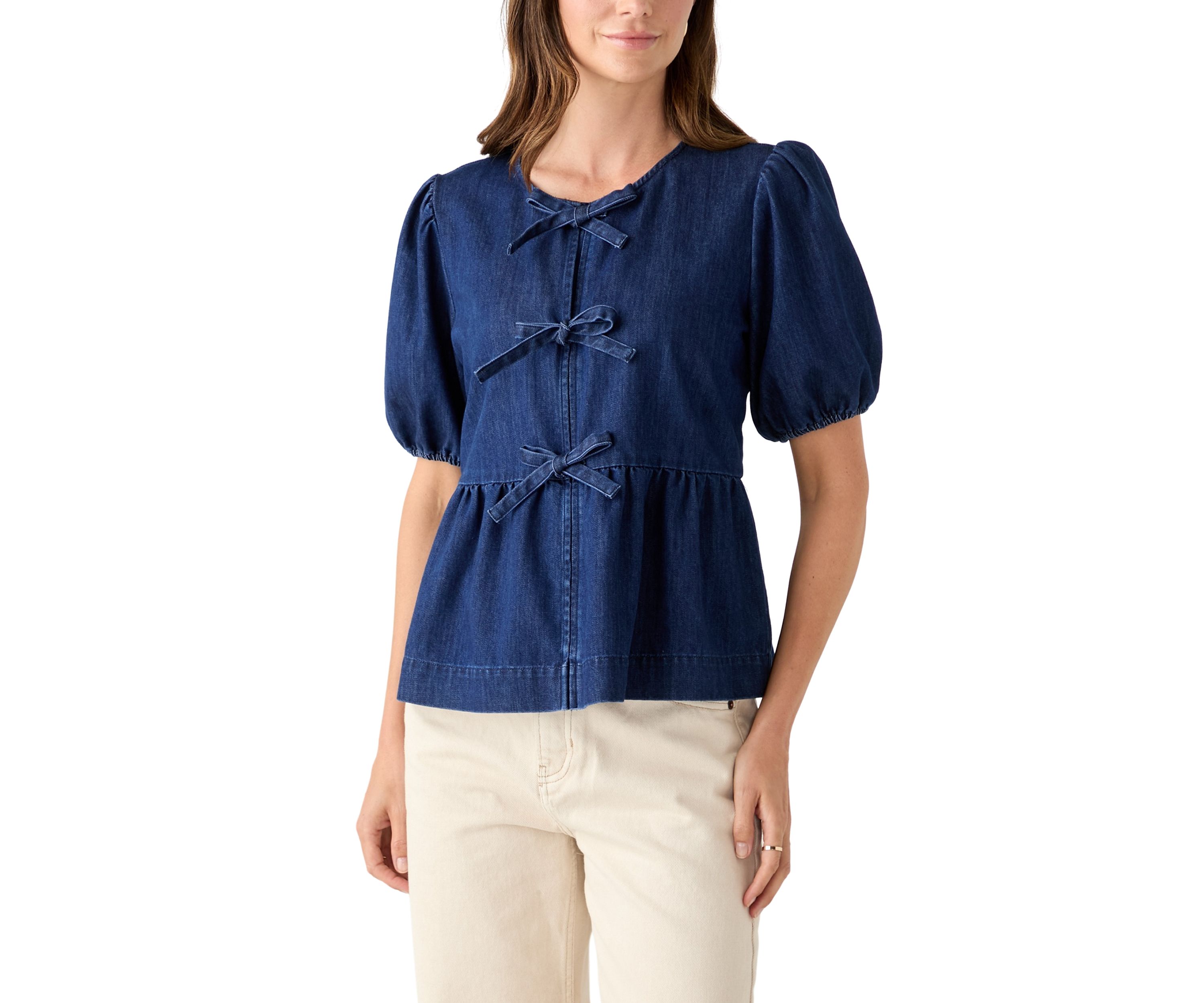 Womens Short Sleeve Bow Tie Top