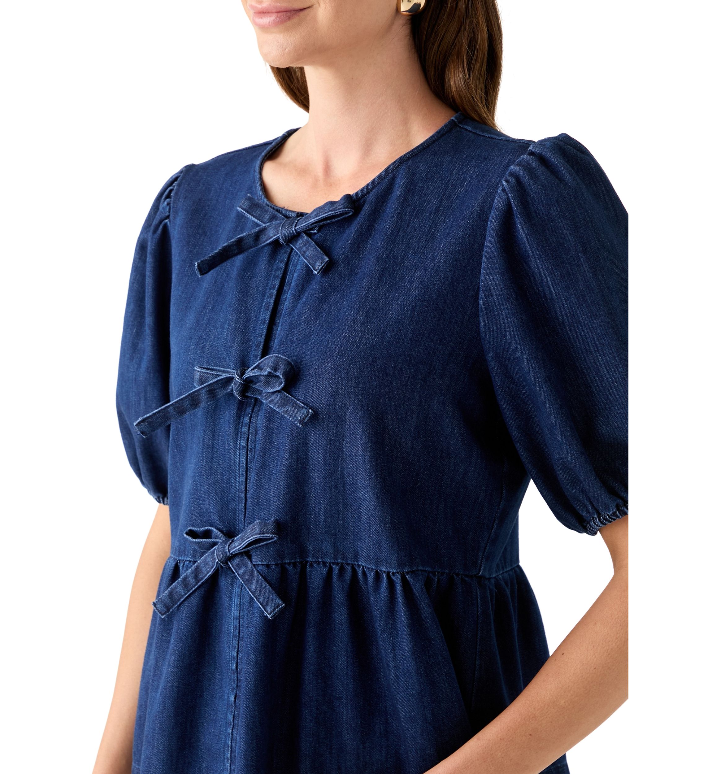 Womens Short Sleeve Bow Tie Top