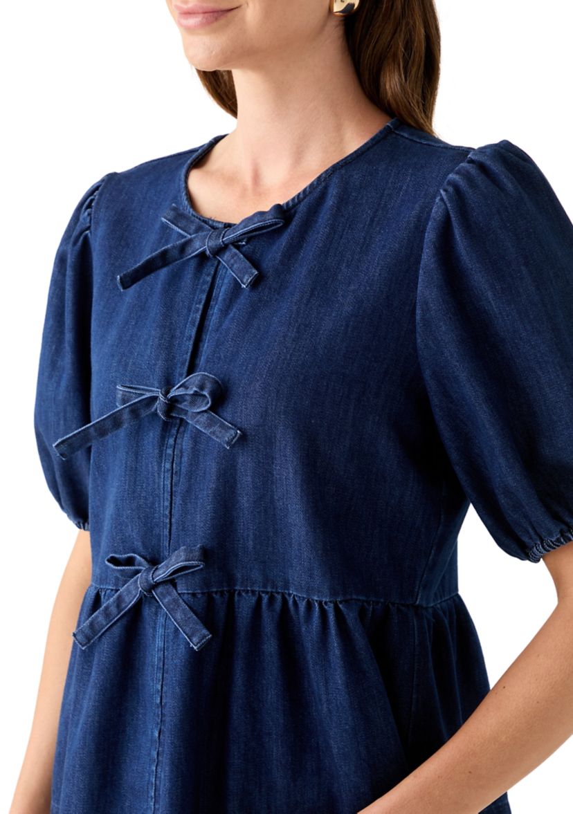 Womens Short Sleeve Bow Tie Top