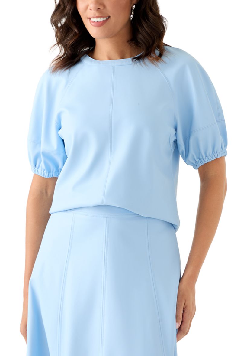 Womens Short Sleeve Leather Top