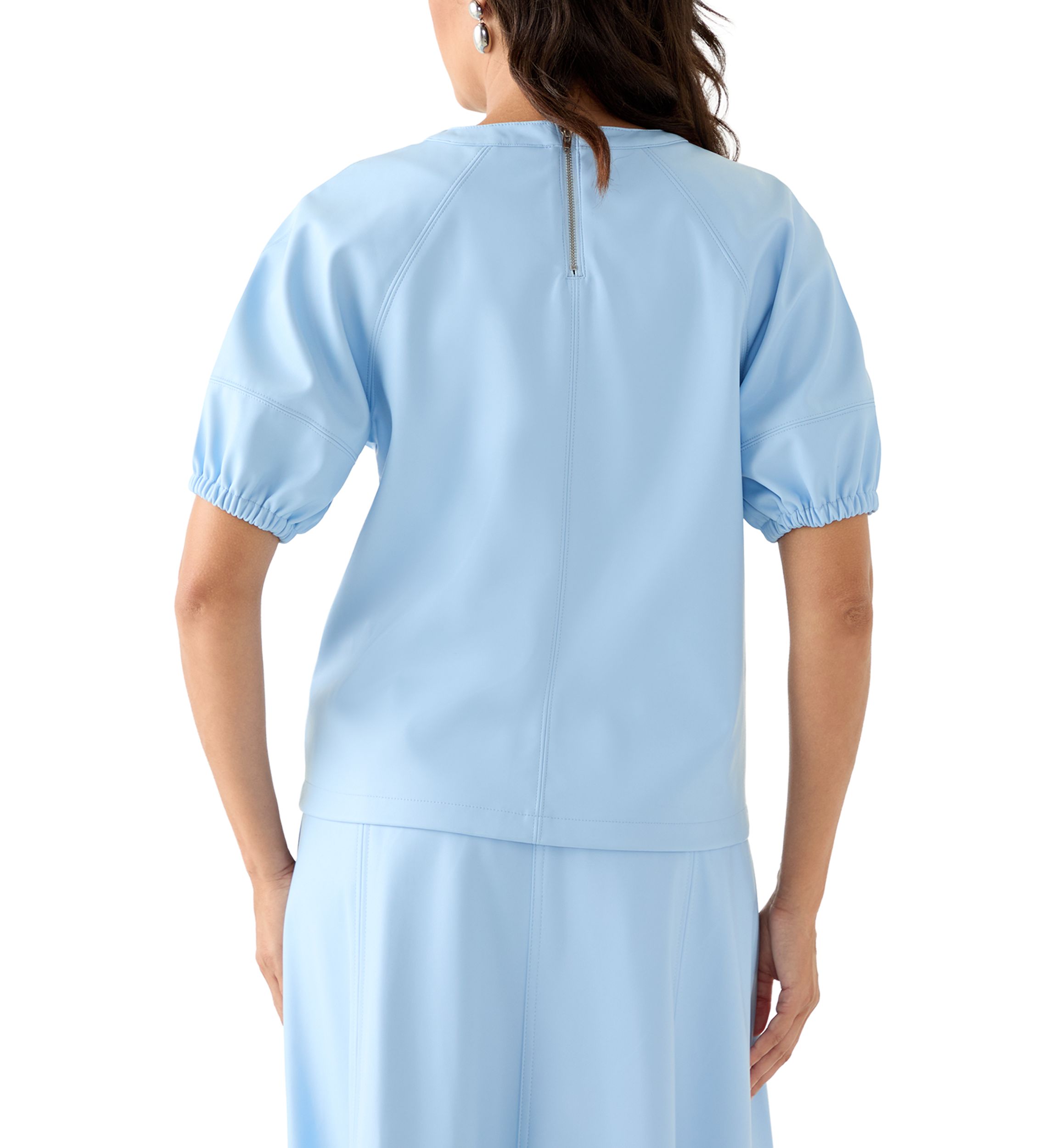 Womens Short Sleeve Leather Top