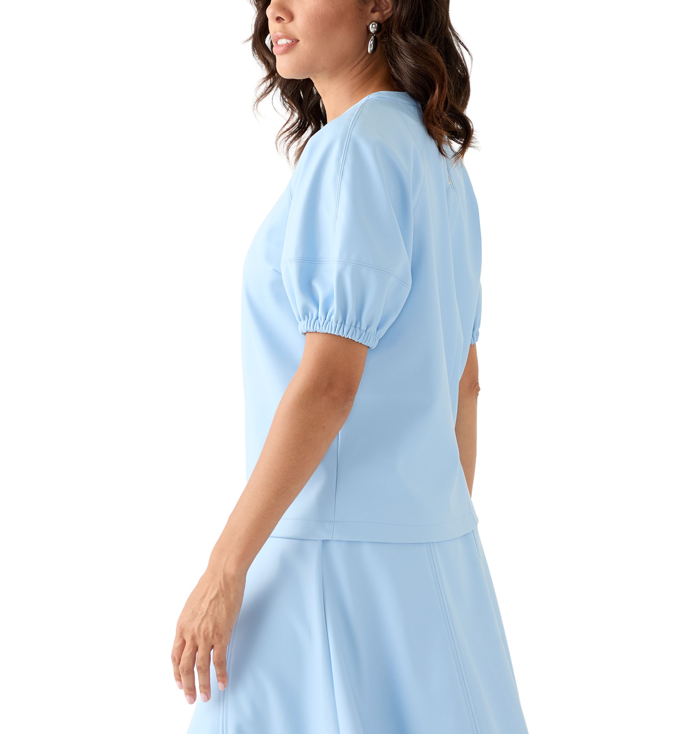 Womens Short Sleeve Leather Top